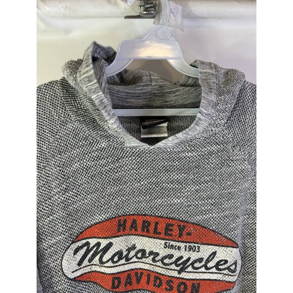 VTG 90s Harley Davidson Spell Out Shield Lightweight Hooded Sweatshirt - Picture 4 of 7